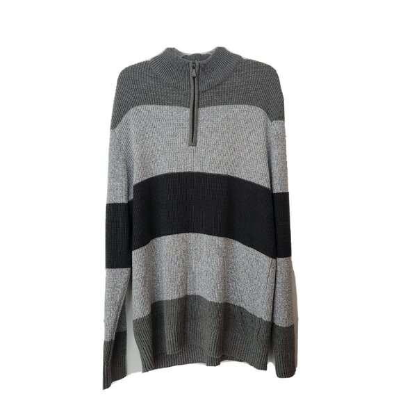 Method 1/4 Zip Knit Sweater Mens XXL 2XL Gray‎ Knit Striped Long Sleeve NWOT NEW - Picture 1 of 6